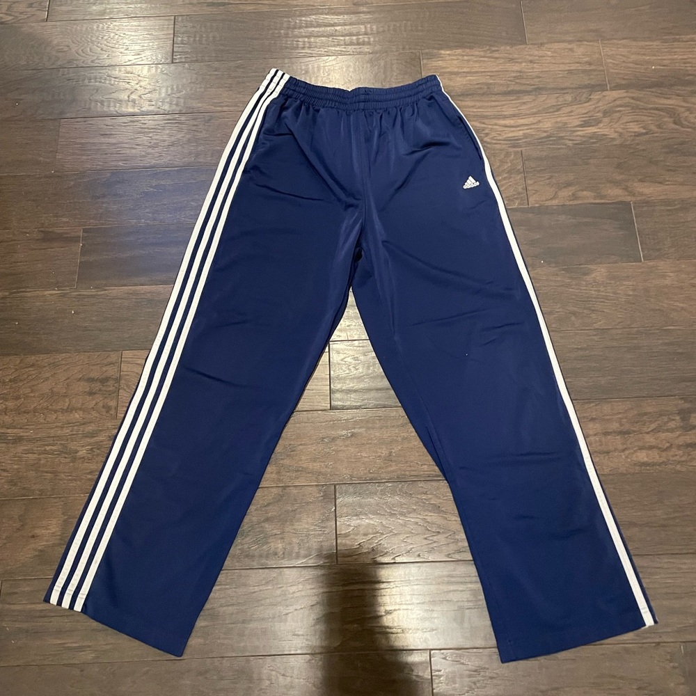 Adidas Striped Blue Sweatpants, Large